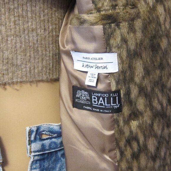 & OTHER STORIES DOUBLE BREASTED WOOL SNAKE PRINT LONG COAT PARIS ATELIER - Picture 12 of 14